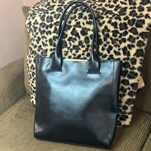 BCBGMaxAzria Black Leather Tote Bag